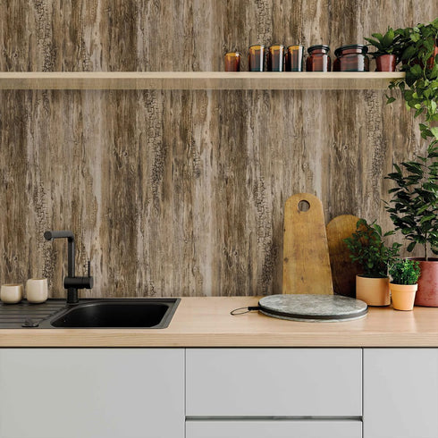 Livebor Wood Contact Paper Distressed Wood Wallpaper Peel and Stick 17.7inch x 118.1inch Rustic Woodgrain Contact Paper Wood Textured Peel and Sti...