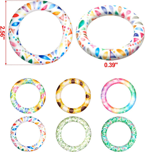 6 Pcs Silicone Beadable O Ring, 65mm Round Silicone Loop with 2 Hole Focal Frame Silicone Pendant for DIY Keychain, Jewelry Making, Necklace, Hang...