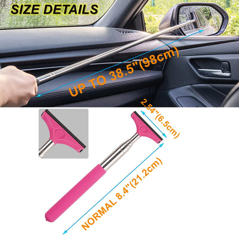 Car Rearview Mirror Wiper 2 Pack Universal Automotive Car Accessories Telescopic Auto Mirror Squeegee Cleaner 98cm Long Handle Portable Car Cleani...