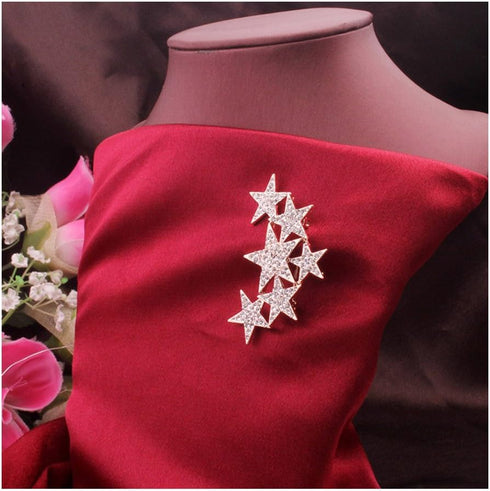 Exquisite Gold Silver Clear Crystal Rhinestone Star Brooch Pin...