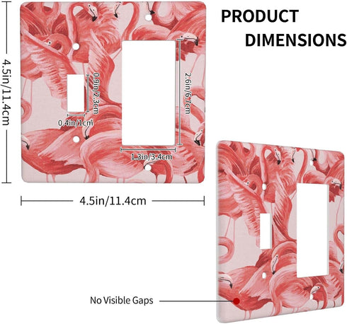 Pink Flamingo Decorative Wall Plates Combination 2 Gang Wall Plate 1 Toggle 1 Rocker Switch Plate for Home Bathroom Bedroom, 4.5 x 4.5 Inch...