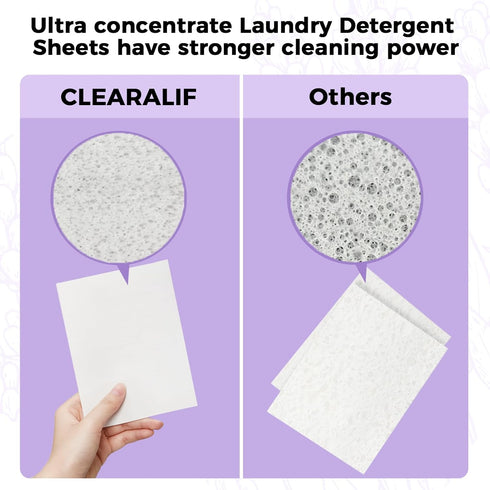 CLEARALIF Laundry Detergent Sheets, Up to 60 Loads, Fresh Lavender, liquidless, Eco-Friendly, Zero Waste, Save Space, Travel Laundry Strips for HE...