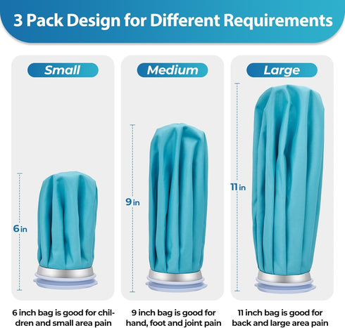 Ice Pack for Injuries Reusable: Ohuhu 3 Packs Ice Cold Packs Ice Bag Hot Water Hot & Cold Therapy Pain Relief for Knee Leg Injury No-Leak Breathab...