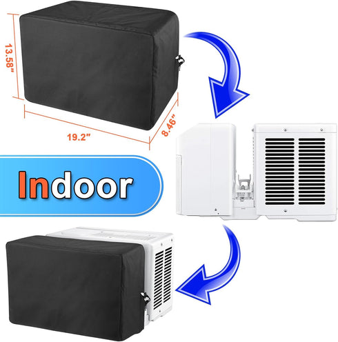 600D Outdoor Air Conditioner Covers and Indoor Air Conditioner Cover for U-Shaped Window Air Conditioner Unit, with Adjustable Hook and Loop Strap...