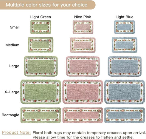 Pretty Floral Rural Style Romantic Rose Flower Rug Shaggy Area Rugs Soft Non-Slip Doormat Floor Mat Bath Mat Bathroom Shower Rug Bedroom Living Ro...