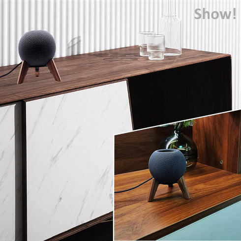 Real wood stand for Homepod mini(2020 released), wooden holder tripod with metal frame,safe stable Mount with anti-slip silicone pad protects home...