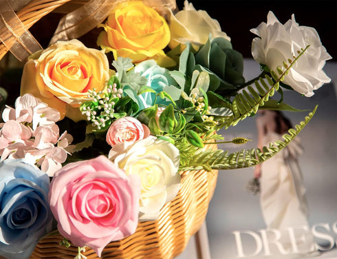 DuHouse 10pcs Fake Roses Artificial Silk Flowers Faux Rose Flower Long Stems Bouquet for Arrangement Wedding Centerpiece Party Home Kitchen Decor(...