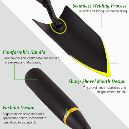 Garden Shovel, LRLXE Heavy-Duty Manganese Steel Super Hard Garden Trowel, Bend-Proof Hand Shovel with Rubber Handle, Garden Trowel Tool for Soil E...