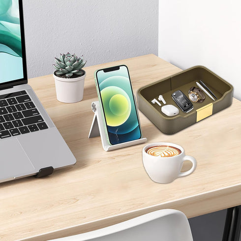 Leather Jewelry Tray Desktop Storage,Luxury Perfume Tray Nightstand Organizer Entryway Decorative Tray,for Jewelry Watch Cosmetics Keys Phone Wall...