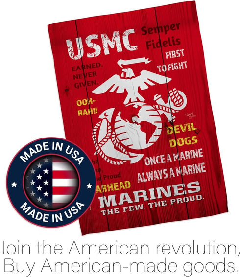 Breeze Decor USMC Armed Forces Marine Corps Semper Fi United State American Military Veteran Retire Official House Decoration Banner Small Yard Gi...