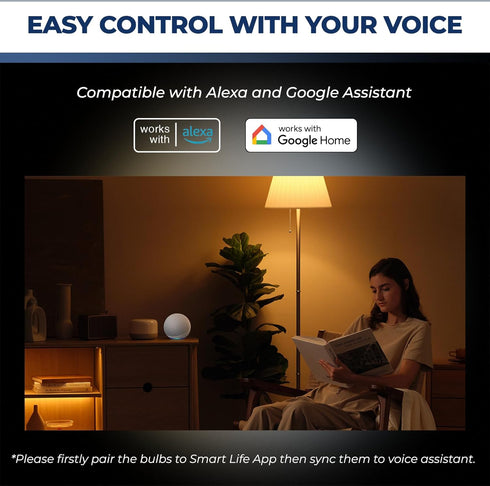 Smart Light Bulbs 60W Equivalent, 800LM 9W WiFi Smart Bulb Compatible with Alexa/Google Assistant, A19 E26 Smart Light Bulb No Hub Required, 2.4GH...