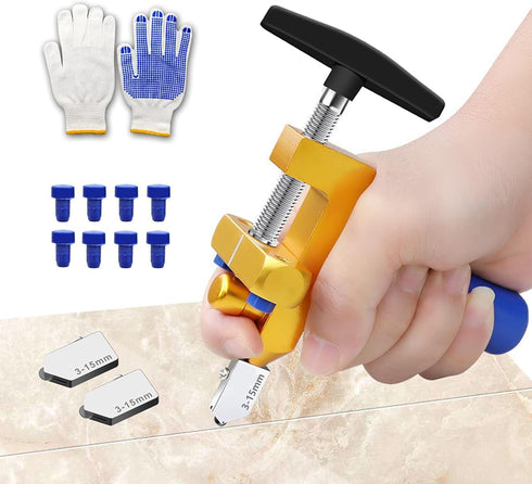 Manual Tile Cutter, 2 in 1 Glass Tile Cutter Hand Tool with Glass Breaking Pliers, Mirror Cutting Kit with 3 Tungsten Steel Blade for Home DIY Cut...