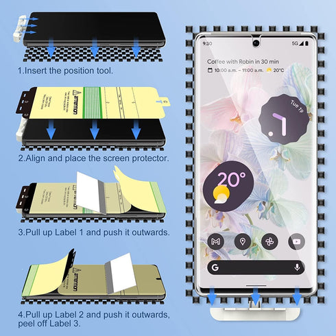 LK 2 Pack for Google Pixel 7 Pro Screen Protector 6.7-inch + 2 Pack Lens Protector with Positioning Tool, Self-Healing TPU Film, Touch Sensitive, ...