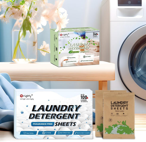ORIGHTY Laundry Detergent Sheets, (240 Loads) 120 Sheets Fragrance Free, Eco-Friendly & Hypoallergenic Laundry Detergent Strips, Portable and Trav...