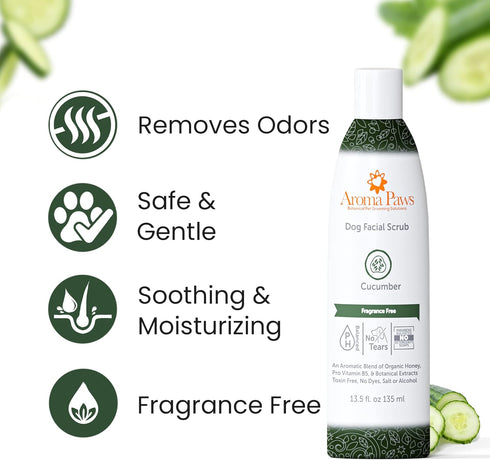 Dogs Facial Scrub - Non-Toxic Tearless Dog Face Wash to Clean Facial Stains and Dirt - Dog Face Cleaner with Organic Cucumber and Aloe Vera - Safe...