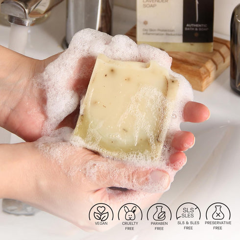 AUTHENTIC BATH & SOAP - Lavender Soap Bar - Cold Processed, Natural, Relaxing & Soothing, Face and Body Wash for Men & Women, Cruelty Free, Vegan,...