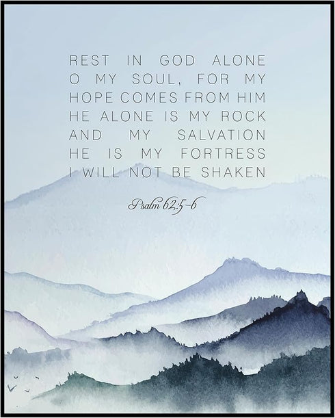 Posterizer 1 pcs-Psalm 62:5-6 Religious Quote- Bible Verse-Religious Posters-Gifts for Christians-Decor for Church, Sunday School Classroom- UNFRA...