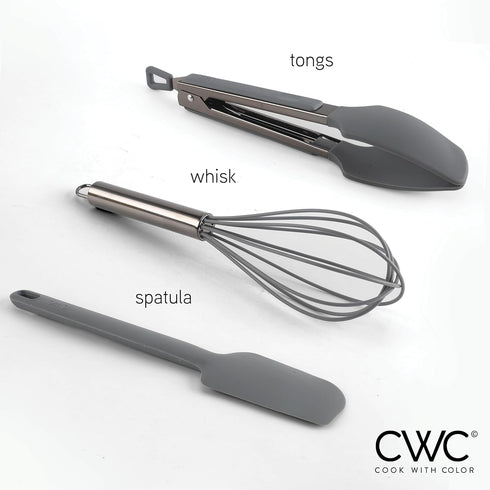 COOK WITH COLOR Silicone Cooking Utensils, 3 Pc Kitchen Utensil Set, Easy to Clean Silicone Kitchen Utensils, Cooking Utensils for Nonstick Cookwa...