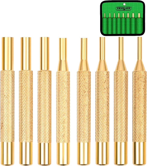 SWANLAKE 8-Piece Brass Punch Set, Removing Repair Tool1/8" - 5/16" Brass Pin Drive Punch Set...
