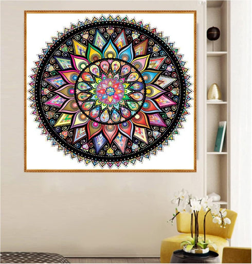 5D Mandala Diamond Painting Kits for Adults, DIY Diamond Art Full Drill Cross Stitch Embroidery Crafts, Mosaic Making, Home Decor (14 x 14 in) (C ...