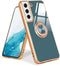 Compatible With Samsung Galaxy S21 Case, Finger Ring Holder With Rose Gold Plating Design for Women Girls, Rotating Kickstand, Magnetic Shockproof...