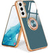 Compatible With Samsung Galaxy S21 Case, Finger Ring Holder With Rose Gold Plating Design for Women Girls, Rotating Kickstand, Magnetic Shockproof...