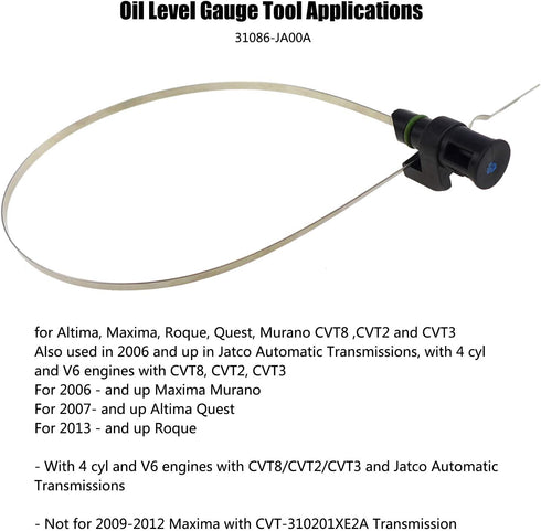 Engine Oil Dipstick, 31086-JA00A? Oil Level Indicator for Altima Maxima Roque Quest Murano CVT8, CVT2 and CVT3 with 4 CYL and V6 Engines, Oil Leve...