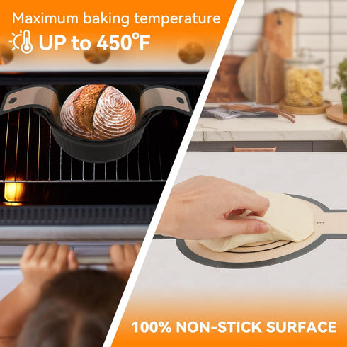 Silicone Bread Sling for Dutch Oven- Double Thickness Platinum Silicone –Reusable Non-Stick & Easy Clean Silicone Bread Baking Mat with Extra Long...