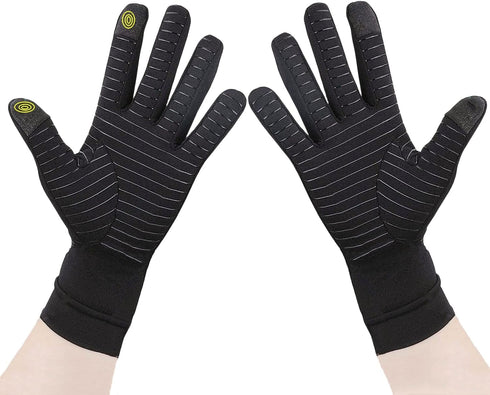 Copper Compression Gloves for Arthritis & Hand Pain Relief – Full Finger Copper Infused Gloves for Men & Women – Support for Carpal Tunnel, Tendon...