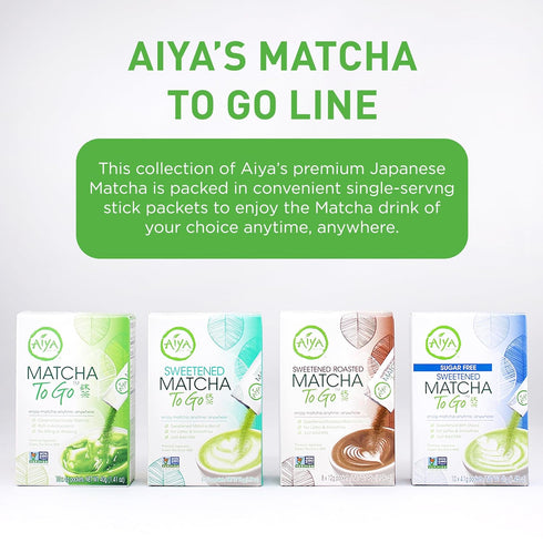 Aiya Matcha To Go Single Serve Packs - Ceremonial Grade Pure Matcha Green Tea Powder (10 Count)...