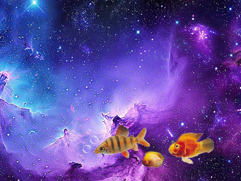 Galaxy Aquarium Background, Purple Starry Sky Universe Space Fish Tank Background Nebula Stars Terrarium Background, Mysterious Purple and Blue Ne...