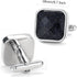 Square Natural Blue Sanstone Cufflinks for Men In Gift Case Polyhedral Gemstone Silver Men's Cufflinks Jewelry Set for Wedding Party Anniversary B...