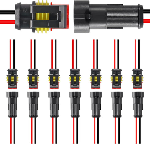 8Pair 2Pin Connector Waterproof Electrical 2 Pin Plug Auto Electrical Wire Connectors Quick Disconnect Automotive Wire Connectors Marine for Car, ...