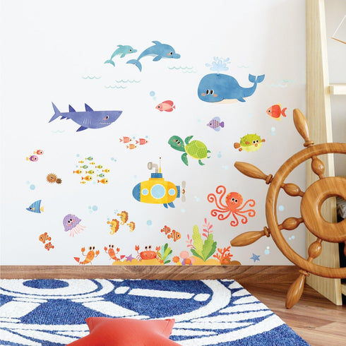 DECOWALL DS4-8009 Sea Adventure Kids Wall Stickers Wall Decals Peel and Stick Removable Wall Stickers for Kids Nursery Bedroom Living Room (Small)...
