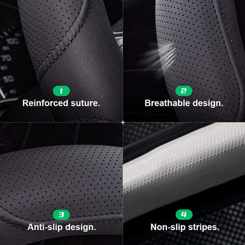 Xizopucy Car Steering Wheel Cover,14.5-15 Inch Black Universal Microfiber Leather Covers Breathable Anti-Slip Odorless Steering Wheels Accessories...