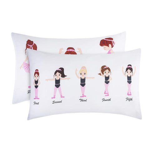 EVERYDAY KIDS Toddler Fitted Sheet and Pillowcase Set -Born to Dance Ballerina- Soft Microfiber, Breathable and Hypoallergenic Toddler Sheet Set...