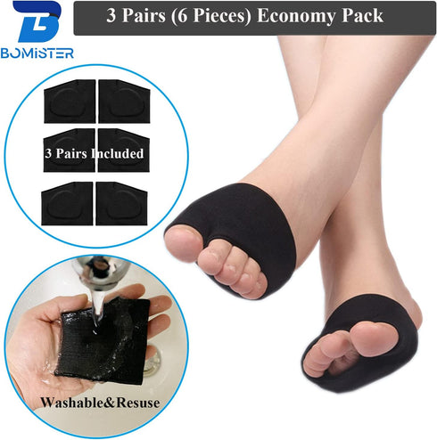 3 Pairs of Metatarsal Pads for Women and Men, Ball of Foot Cushions for Pain Relief of Bunions&Morton's Neuroma,Metatarsal Sleeve/Socks with Built...