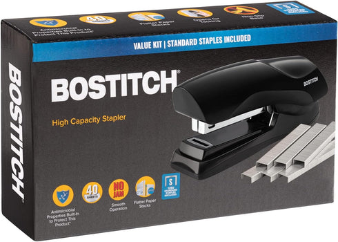 Bostitch Office Stapler Heavy Duty - 40 Sheet Stapler for Desk -Full-Strip - Includes 1260 Staples - Black...