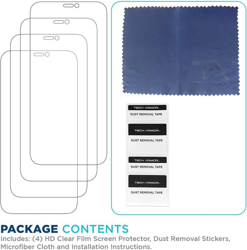 Tech Armor HD Clear Film Screen Protector Designed for Apple iPhone 12 Pro Max 6.7 Inch 4 Pack 2020...