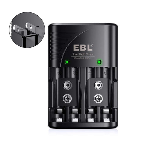 EBL Smart Rapid AA AAA Charger for AA AAA 9V Rechargeable Batteries Ni-MH Ni-CD Rechargeable Batteries...