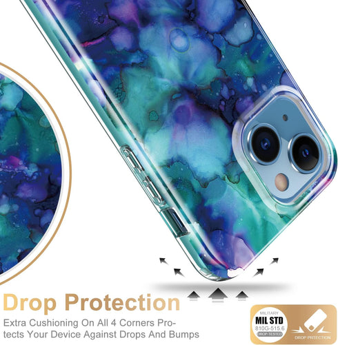 Esdot for iPhone 13 Case with Built-in Screen Protector,Military Grade Rugged Cover with Fashionable Designs for Women Girls,Protective Phone Case...