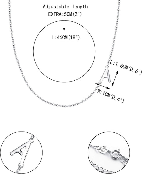 EVER FAITH 925 Sterling Silver Delicate Tiny Alphabet Initial 26 Letters Sideways Choker Necklace Jewelry for Women...