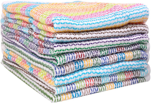 Kitchen Dish Cloths 100% Cotton Tea Towels, Soft and Absorbent, Machine Washable Kitchen Dishcloths 13 x 13 Inch Set of 8 Multi Colors...