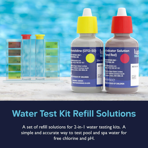 Lupo 2-in-1 Water Test Kit Refill Solutions for Swimming Pools & Spas | Water Chemical Test Kit for pH and Free Chlorine (Refill Bottles ONLY)...