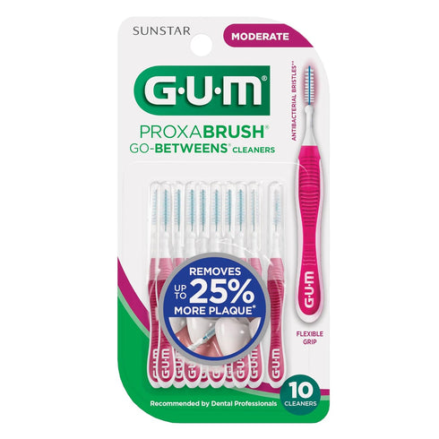 GUM Proxabrush Go-Betweens - Moderate, Interdental Brushes Between Teeth, Dental Picks for Plaque Removal, Safe for Braces & Dental Devices, 10ct ...