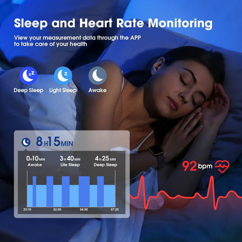 Fitness Tracker Watch with Heart Rate Monitor, Activity Tracker with Pedometer, Sleep Monitor, Calories & Step Counter, 5ATM Waterproof Smart Watc...