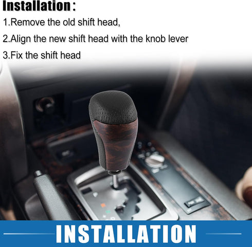Car Automatic Gear Stick Shift Knob Gear Shift Knob Stick Shifter for Toyota Tacoma 2016-2021 Highlander 2014-2019 Black Gold Tone Wood Grain...