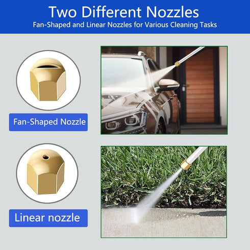 Jet Nozzle High Pressure Hose Nozzle for Garden, Jetnozzle 2-in-1 High Pressure Power Washer for House,Hose with 2 Different Nozzles and Hose Quic...