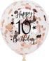 Rose Gold 10th Confetti Latex Balloons, Girls Happy 10 Years Birthday Party Balloon Decoration With Confetti, 12in, 16 Pack...