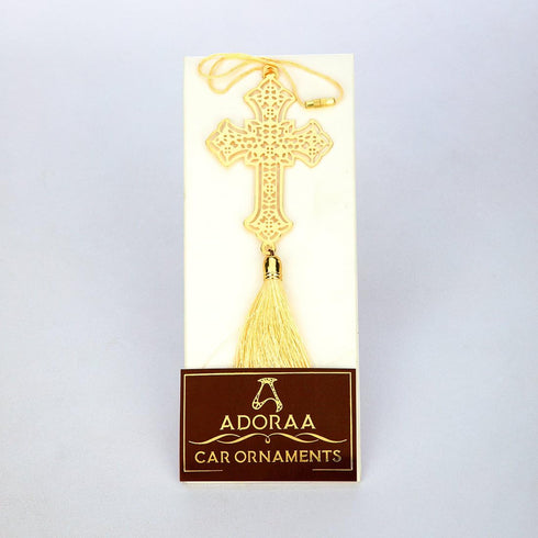 Christian Faith Religious Cross - Rear View Mirror Car Hanging Ornament/Perfect Car Charm Pendant/Amulet - Accessories for Car Décor in Brass for ...